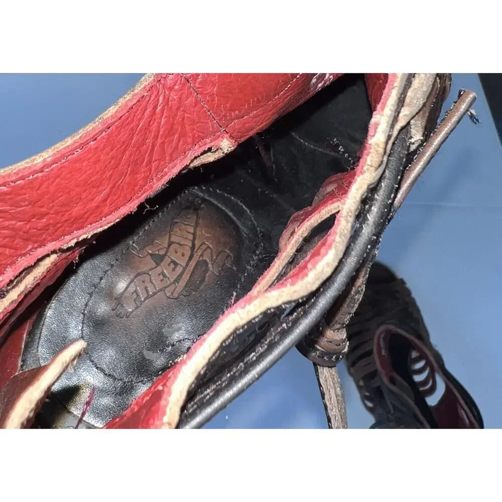 Freebird By Steven Wazee Leather Sandal Heel Booties Womens Size 7 Distressed - Picture 10 of 15